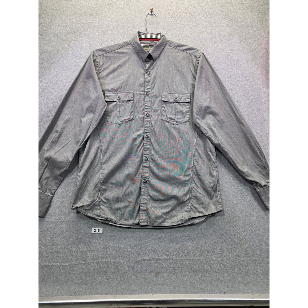 Provogue Womens Grey Micro Stripe Button Down Shirt Long Sleeve Size M